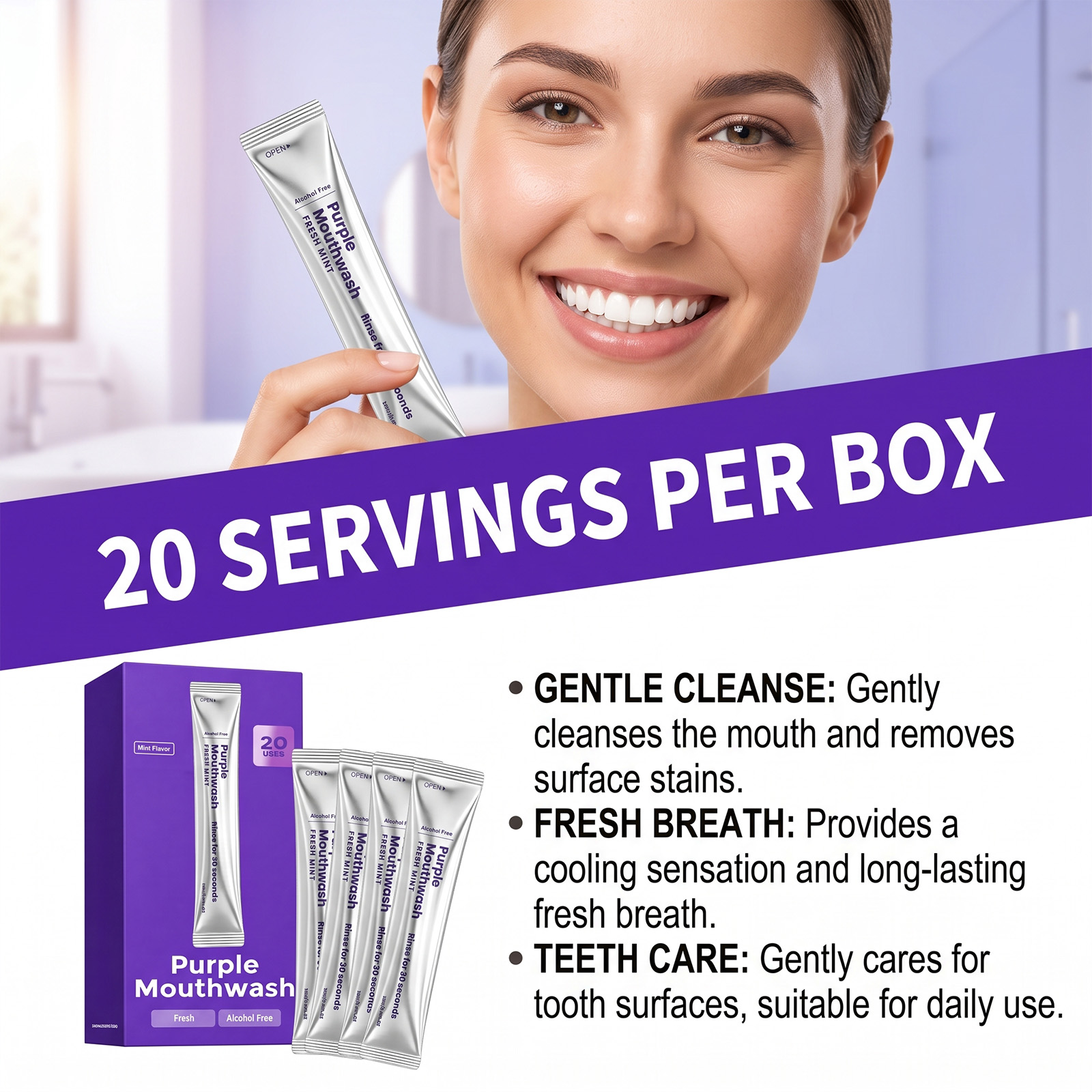 Lot de 20 bouchées buvables bl - Teeth Whitening Mouthwash avis et prix